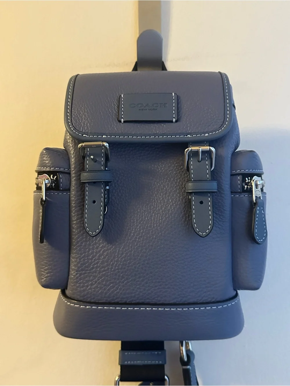 Coach Slate Blue Pebbled Leather Mini Backpack Sling